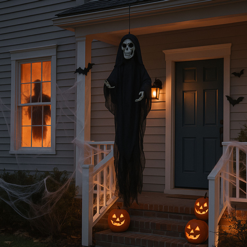 Halloween pop skelet met licht en geluid - wit - 120x70x15 cm