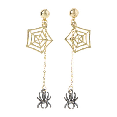 Halloween oorbellen spin - goud