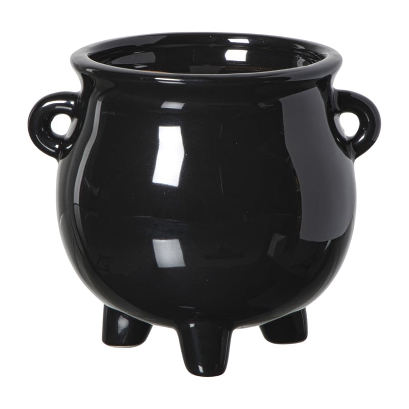 Halloween geurkaars heksenketel skelet - wit/zwart - ø13x12 cm