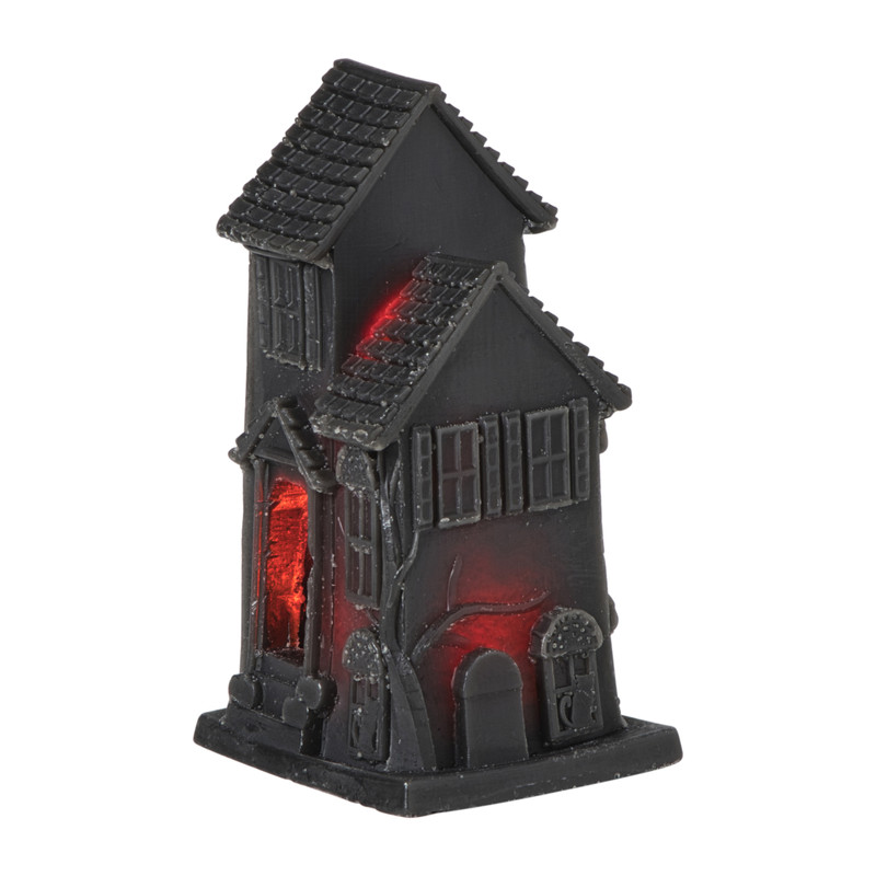 Halloween spookhuis kaars - zwart -24x13x12 cm