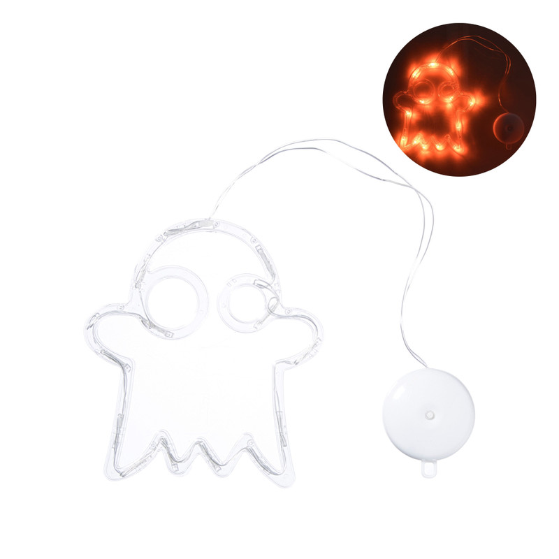 Halloween LED spookje - transparant/oranje - 21.2x20 cm