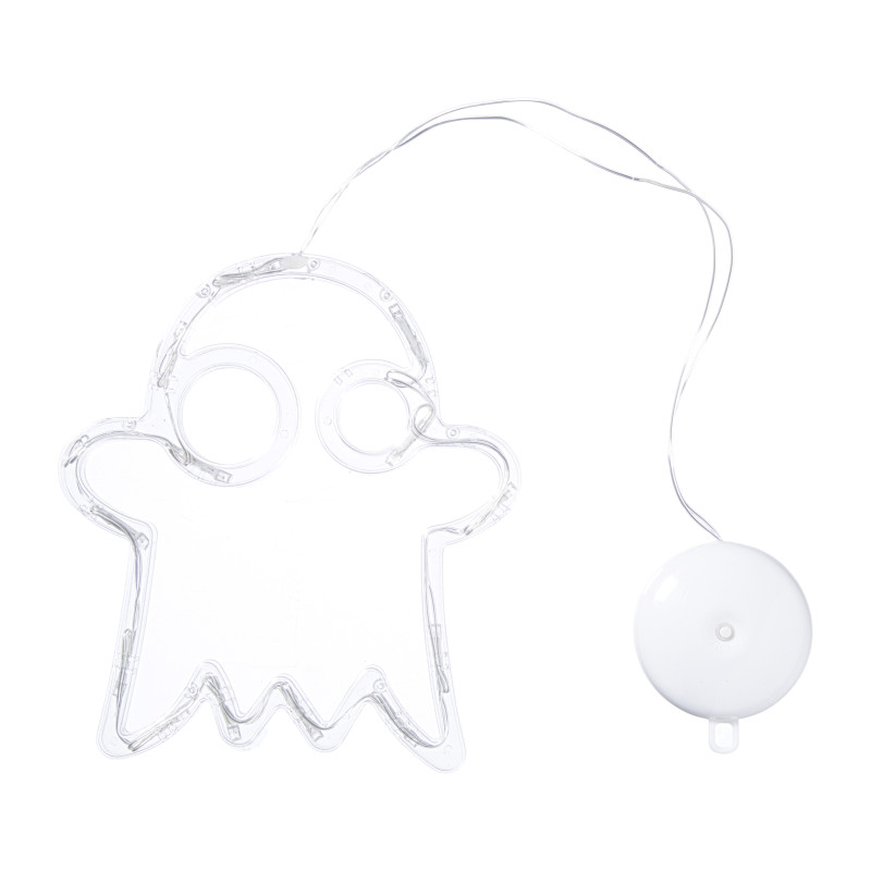 Halloween LED spookje - transparant/oranje - 21.2x20 cm