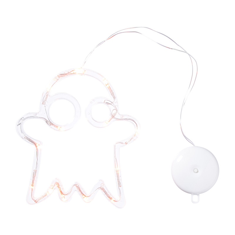 Halloween LED spookje - transparant/oranje - 21.2x20 cm