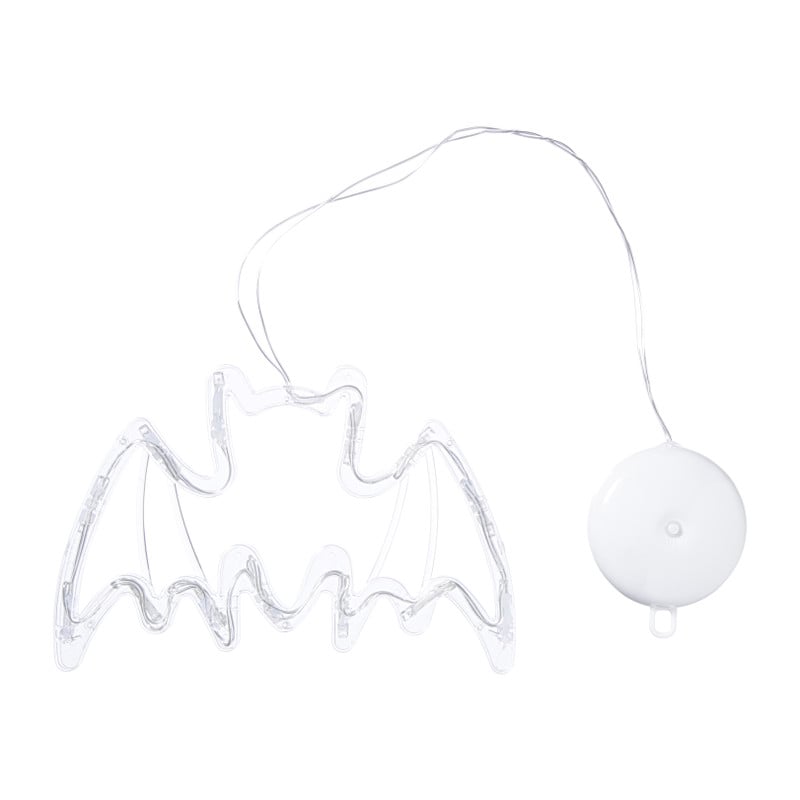 Halloween LED vleermuis - transparant/oranje - 20x13 cm