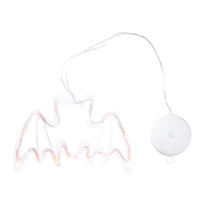 Halloween LED vleermuis - transparant/oranje - 20x13 cm