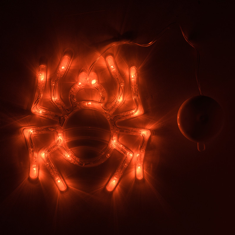 Halloween LED spin - transparant/oranje - 19x20 cm