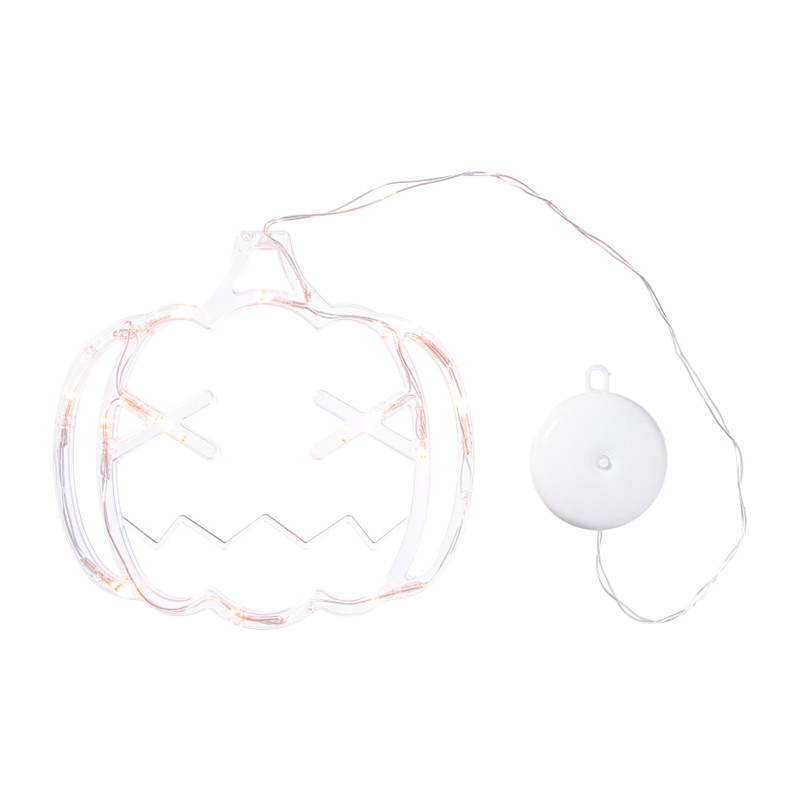 Halloween LED pompoen - transparant/oranje - 21x20 cm