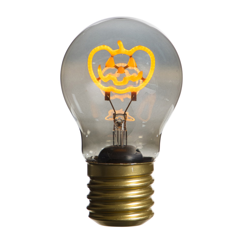 Halloween ledlampje pompoen - oranje - ø6.8x11.4 cm