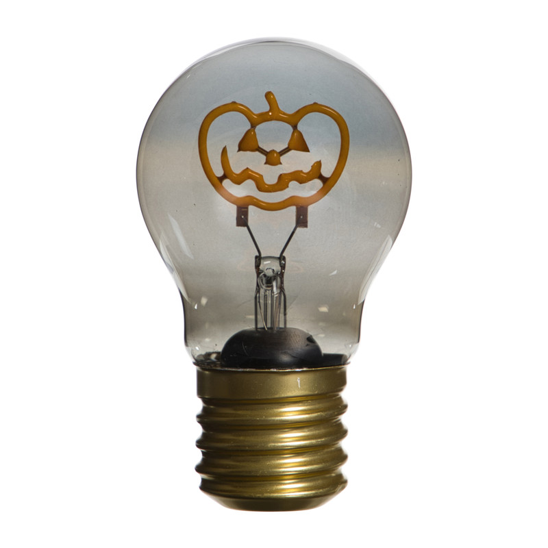 Halloween ledlampje pompoen - oranje - ø6.8x11.4 cm