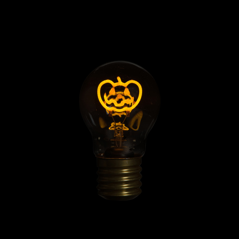 Halloween ledlampje pompoen - oranje - ø6.8x11.4 cm