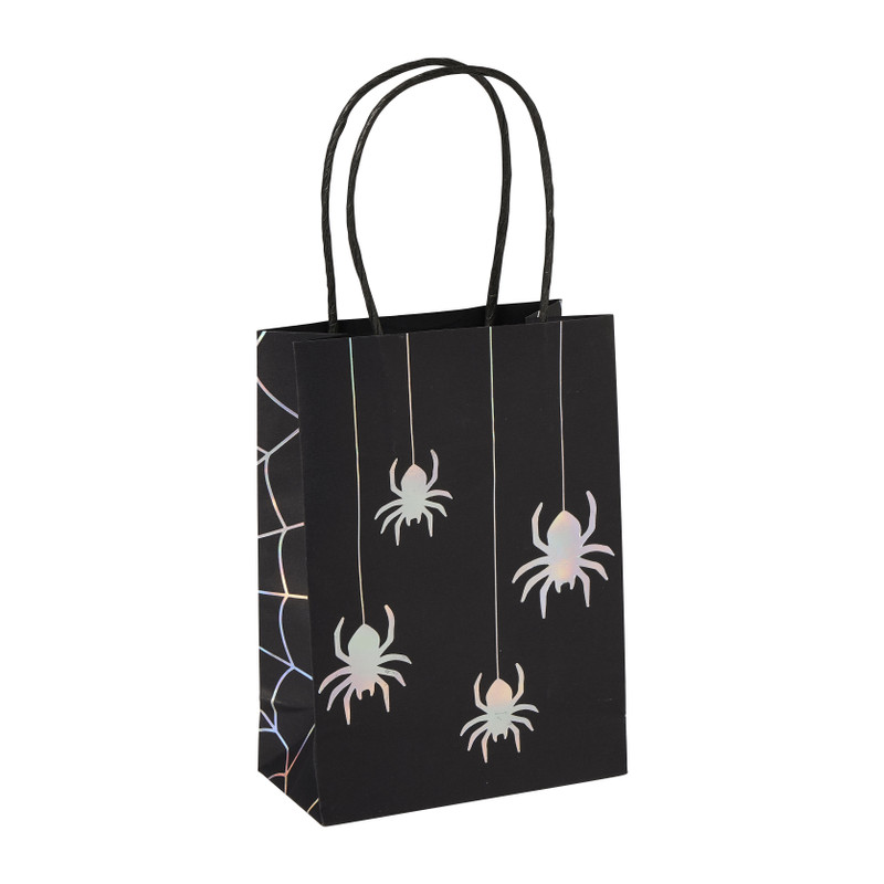 Halloween tas met spinnen - zwart - set van 2