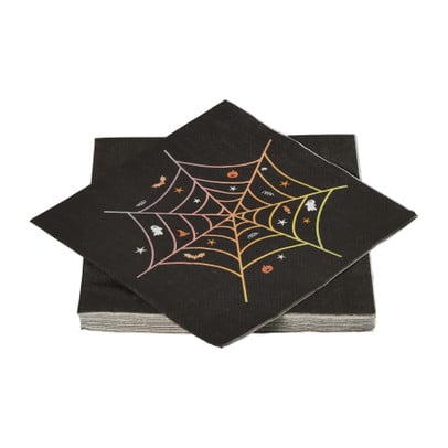 Halloween servetten spinnenweb - zwart - set van 16