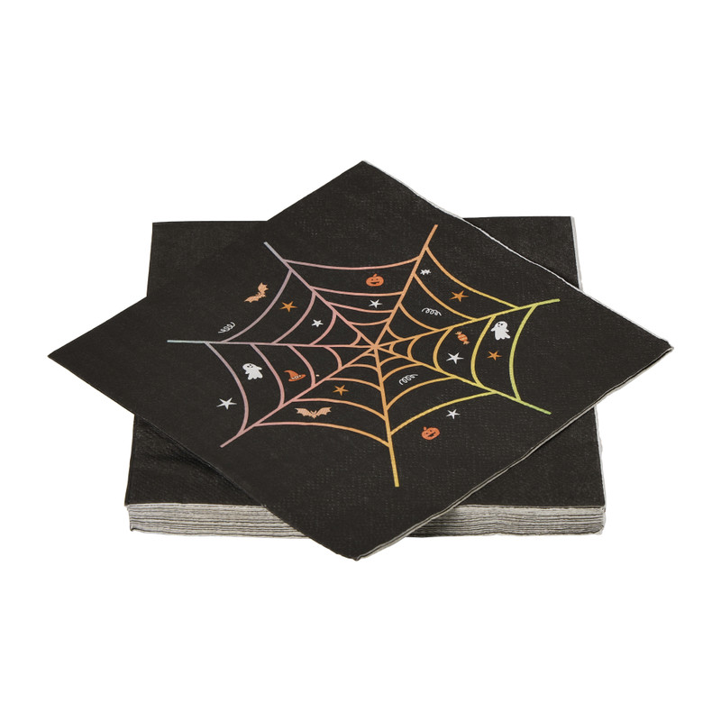 Halloween servetten spinnenweb - zwart - set van 16