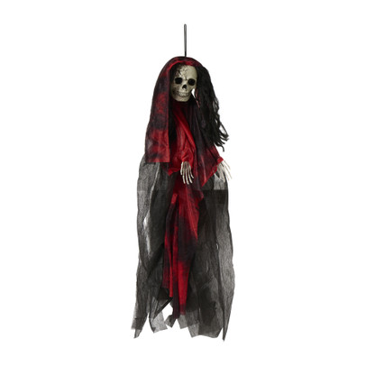 Halloween skelet hangend - rood/zwart - 65x50x9 cm