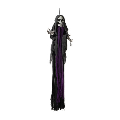 Halloween skelet met licht en geluid - zwart/ rood - 120x65x10 cm