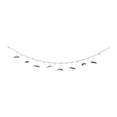 Halloween vleermuis led lampjes - zwart/ paars - 135 cm
