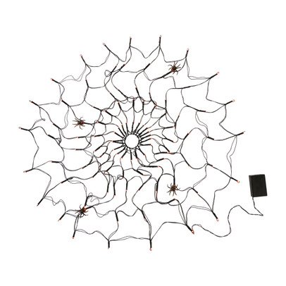 Halloween spinnenweb led met timer - zwart/rood - ø100 cm