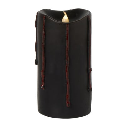 Halloween kaars led - zwart - ø8x12.5 cm