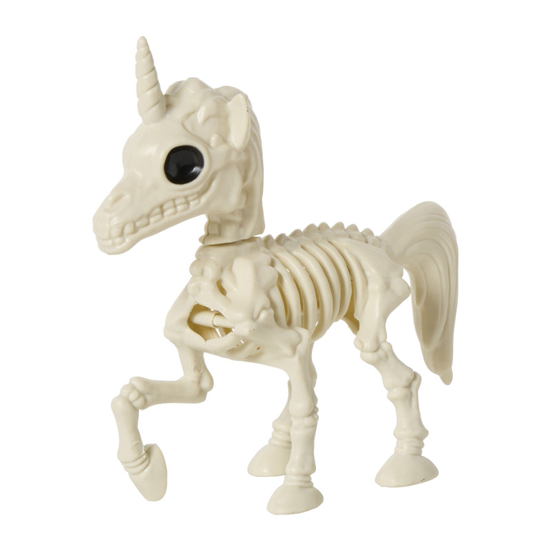 Halloween skelet unicorn - wit - 17x7x17 cm 