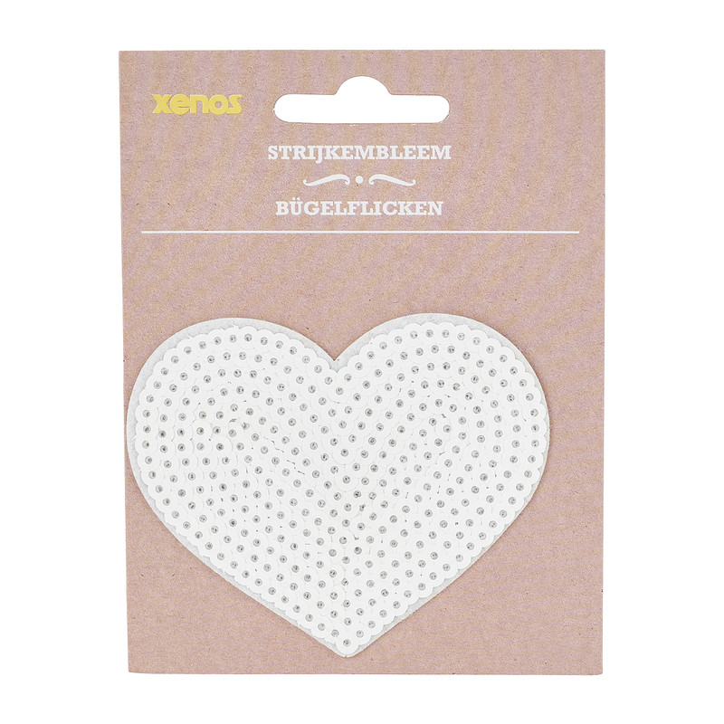 Patch hart - wit - 8x6.5 cm