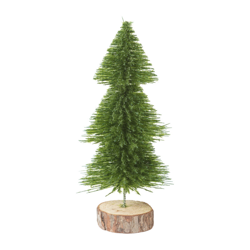 Deco boompje groen - houten voet - 20 cm 