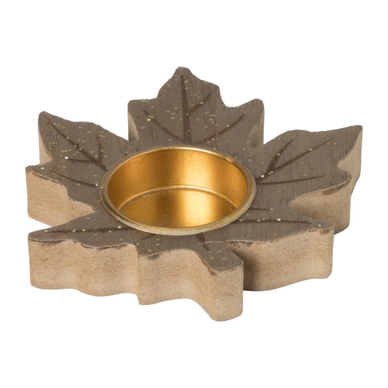 Theelichthouder blad - 12x11x8 cm