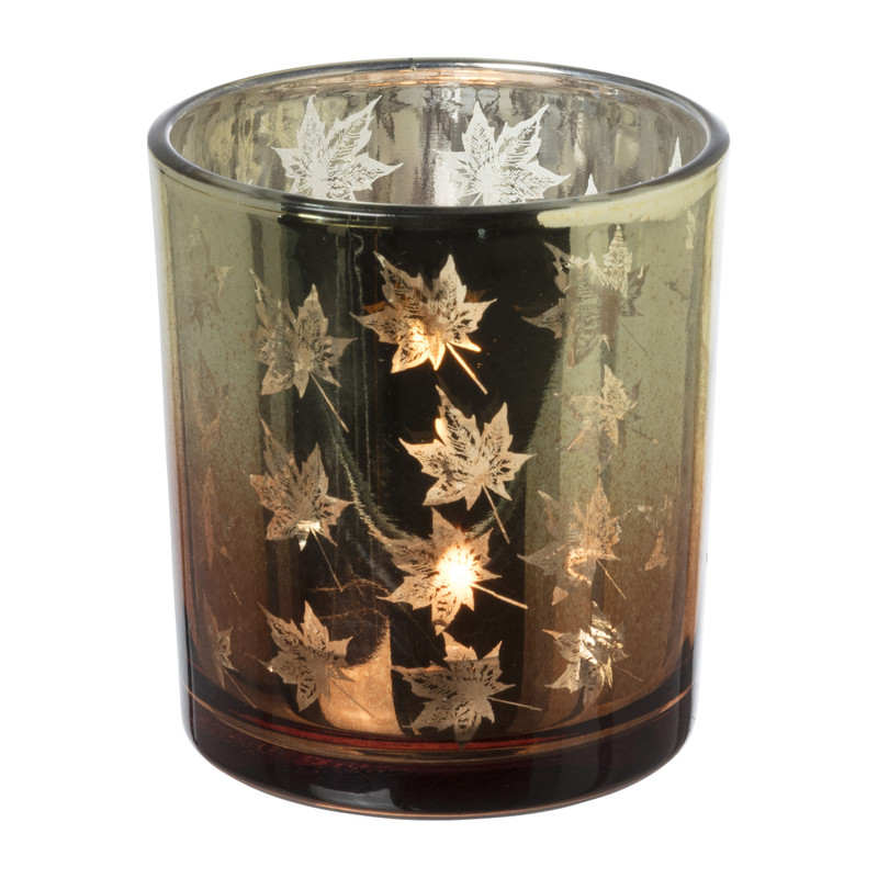 Theelichthouder herfstbladeren - diverse varianten - ø7x8 cm