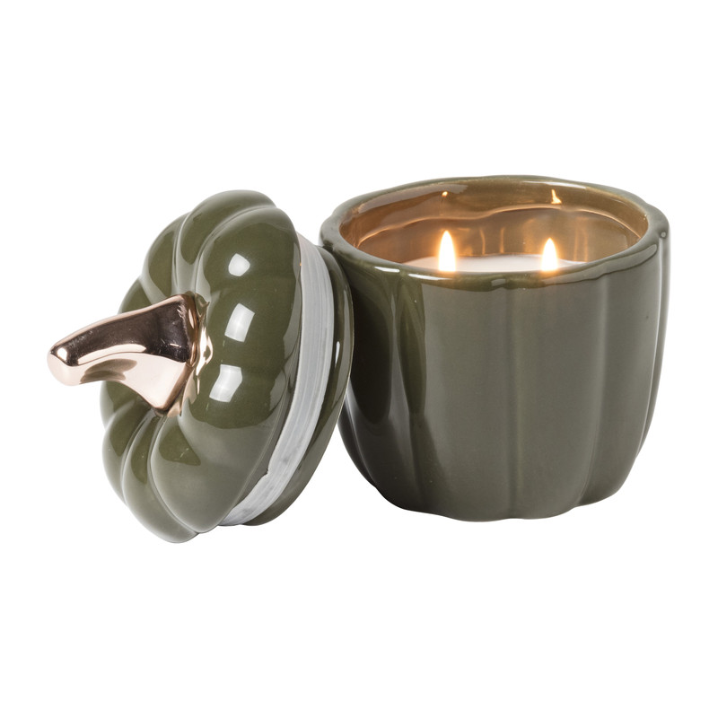 Geurkaars pompoen - groen - ø10x12 cm