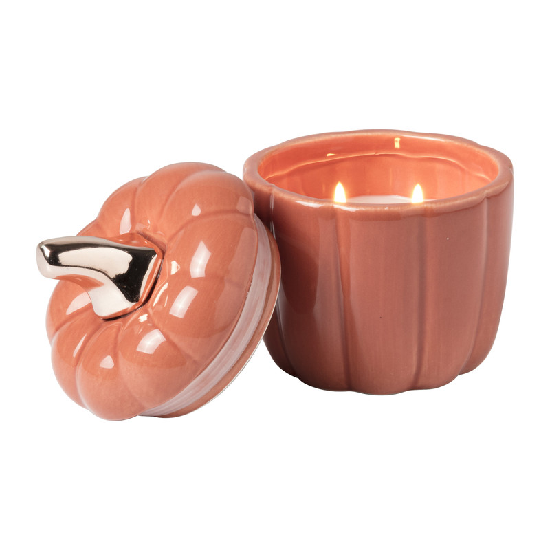 Geurkaars pompoen - roze - ø10x12 cm