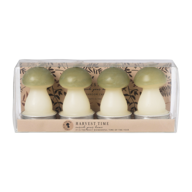 Paddenstoelkaarsjes - groen - set van 4