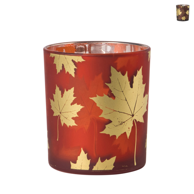 Waxinelichthouder herfst groot - diverse varianten - ø8.8x10 cm