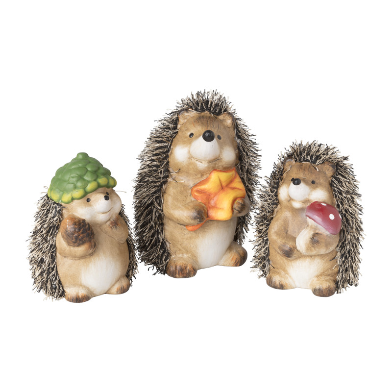 Egel met dennenappelhoed - bruin/groen - 10.6 cm