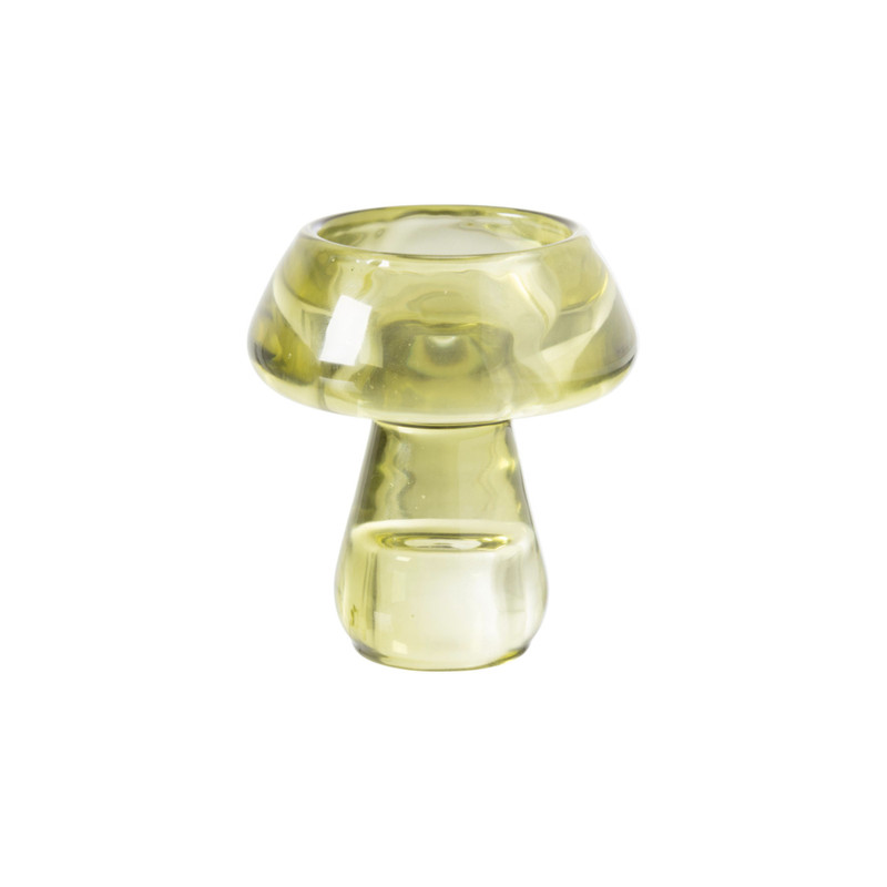 Waxinelichthouder paddenstoel klein - groen - ø6.7x7.5 cm