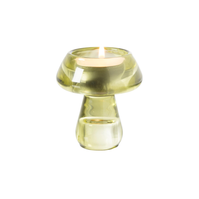 Waxinelichthouder paddenstoel klein - groen - ø6.7x7.5 cm