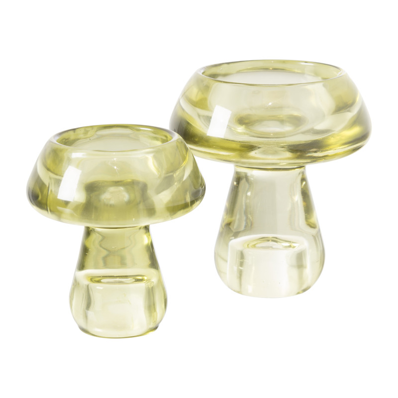 Waxinelichthouder paddenstoel klein - groen - ø6.7x7.5 cm