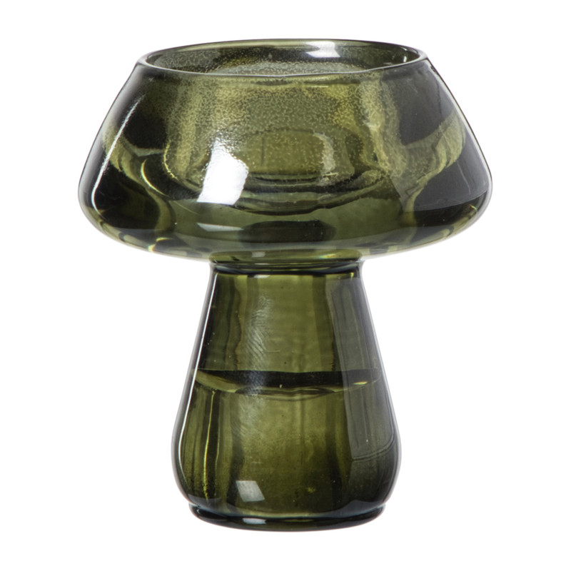 Waxinelichthouder paddenstoel - groen - ø6.7x7.5 cm