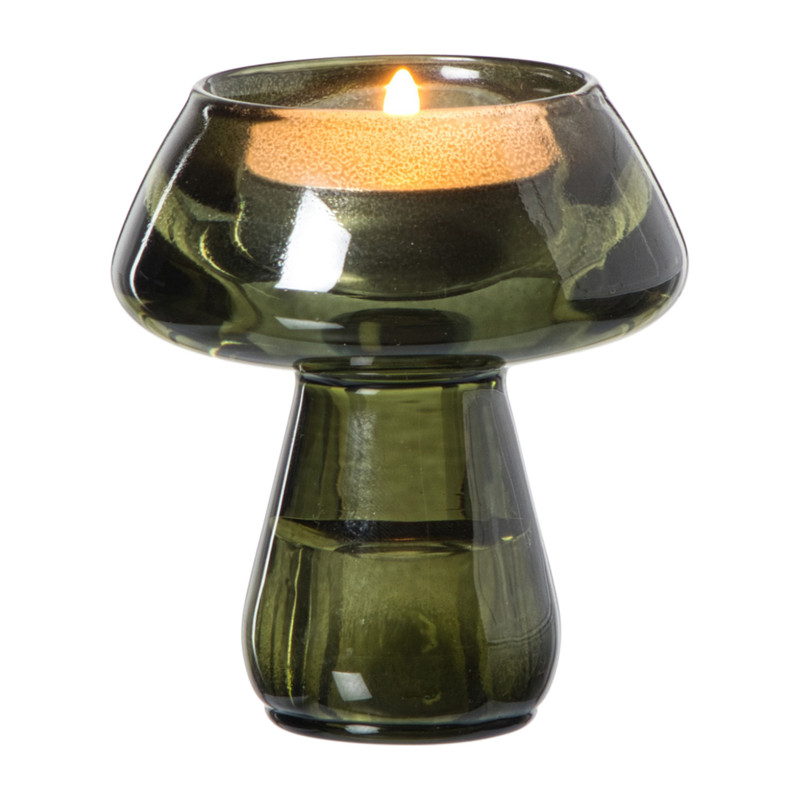 Waxinelichthouder paddenstoel - groen - ø6.7x7.5 cm