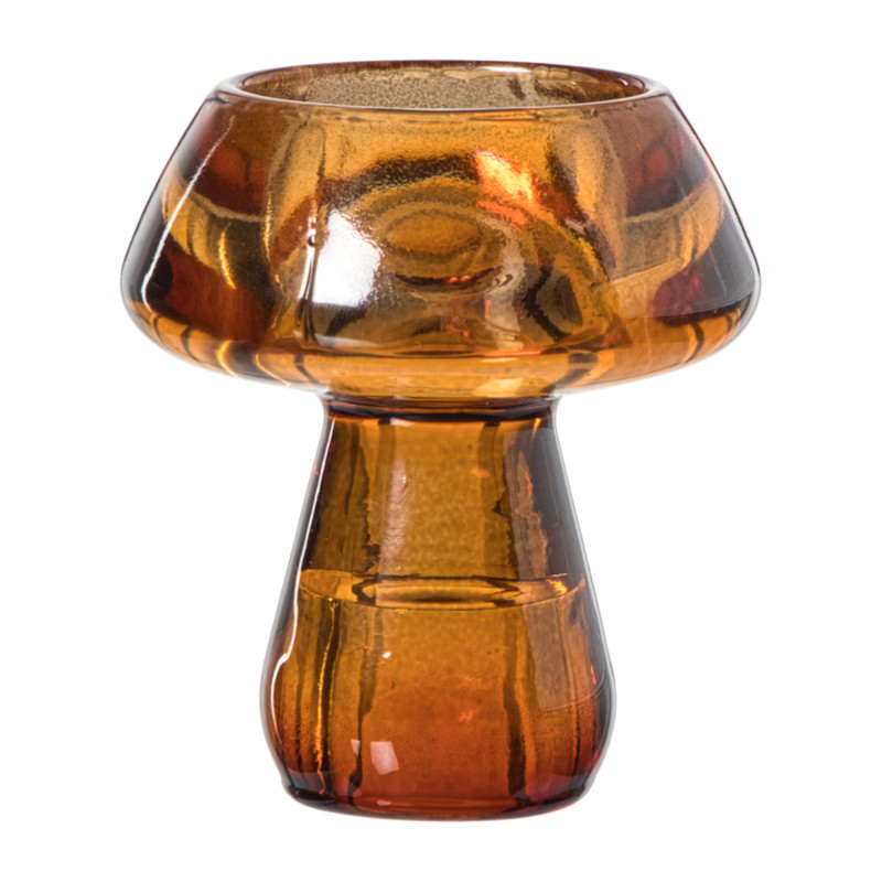 Waxinelichthouder paddenstoel - bruin - ø6.7x7.5 cm