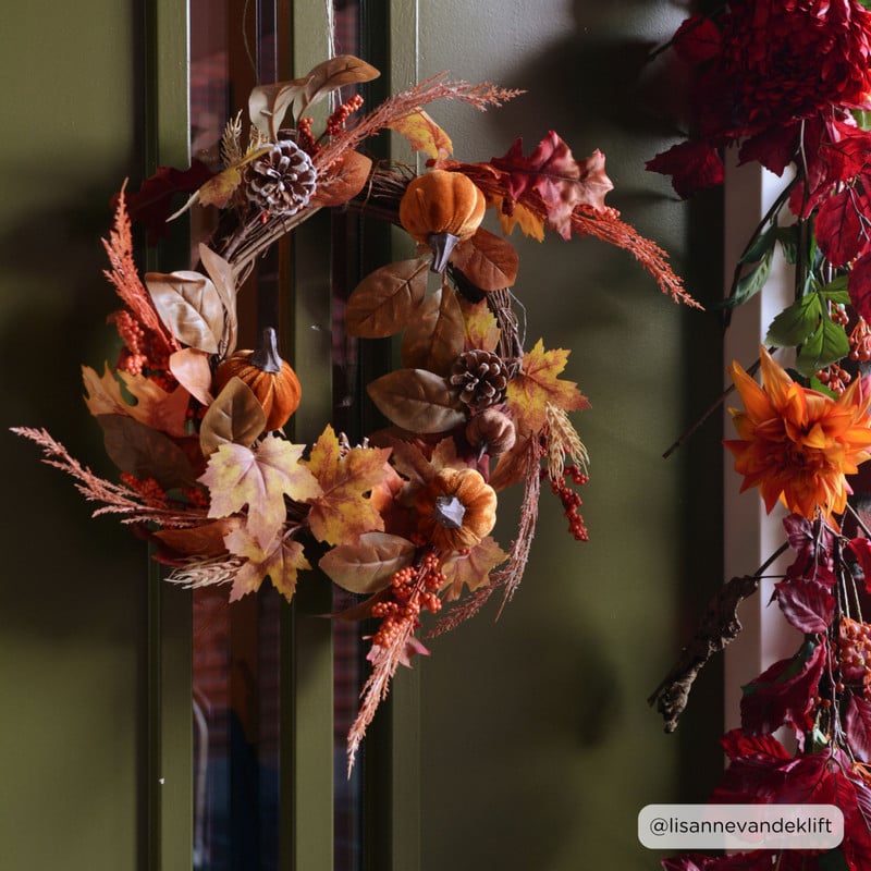Herfst krans - bruin/rood/oranje - ø40 cm