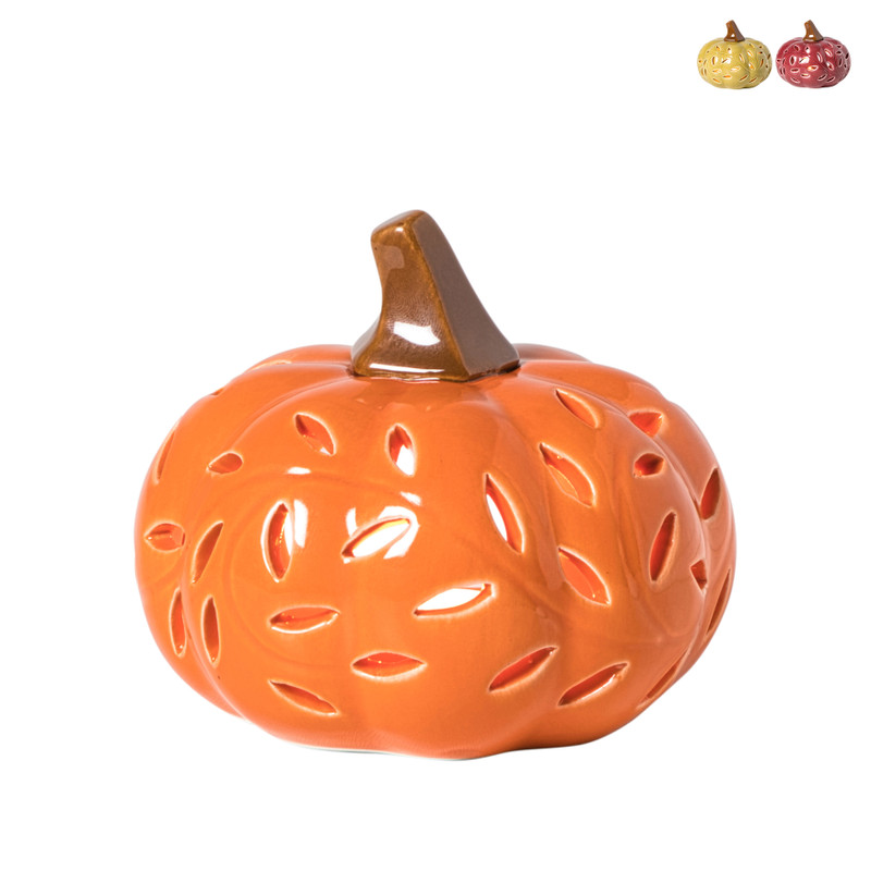 Waxinelichthouder pompoen klein - diverse varianten - ø11x10 cm