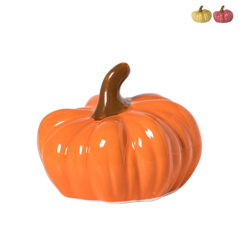 Beeldje pompoen - diverse varianten - ø11.5x9 cm