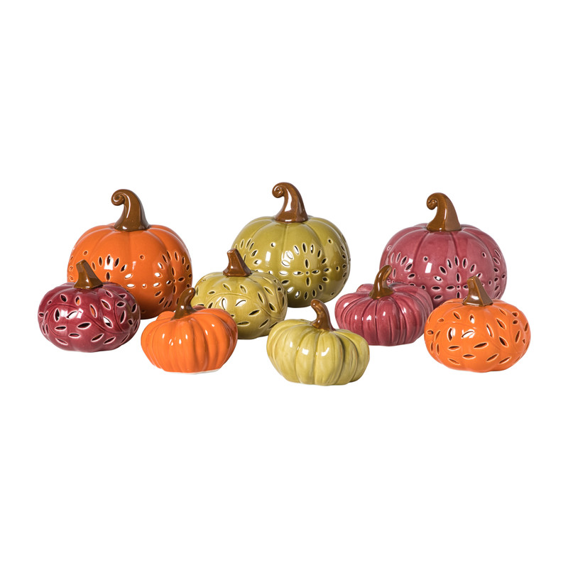 Beeldje pompoen - diverse varianten - ø11.5x9 cm