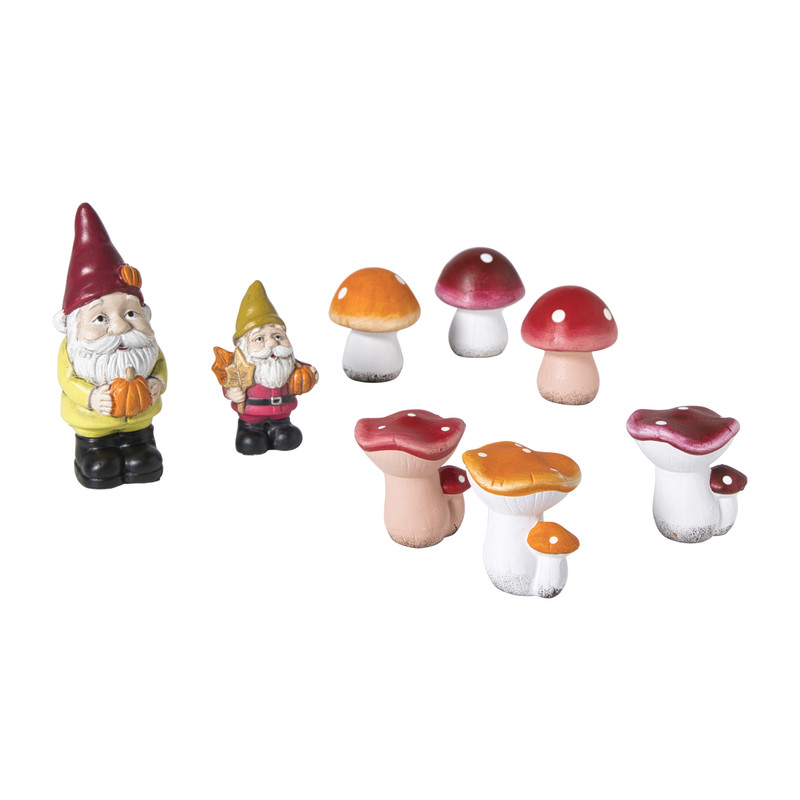 Kabouter met pompoen groot - multikleur - 15.5x5.5x6 cm