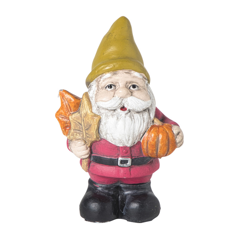 Kabouter met pompoen klein - multikleur - 9.8x4.5x3.5 cm