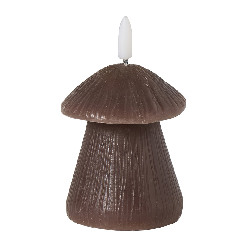 LED kaars paddenstoel - bruin - ø7.5x8x8 cm 