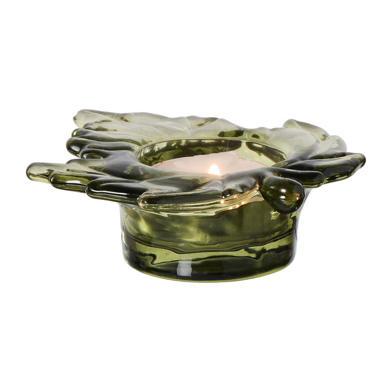 Waxinelichthouder blad - 10.2x9.2x3.1 cm - diverse varianten