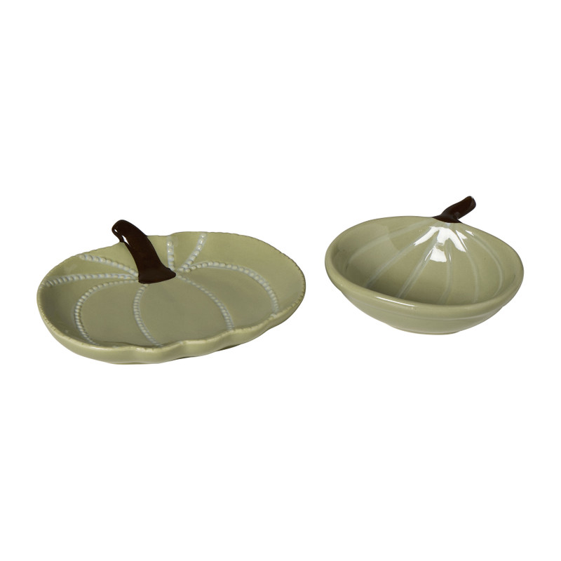 Schaaltje pompoen - groen - 13x12.5x4 cm 