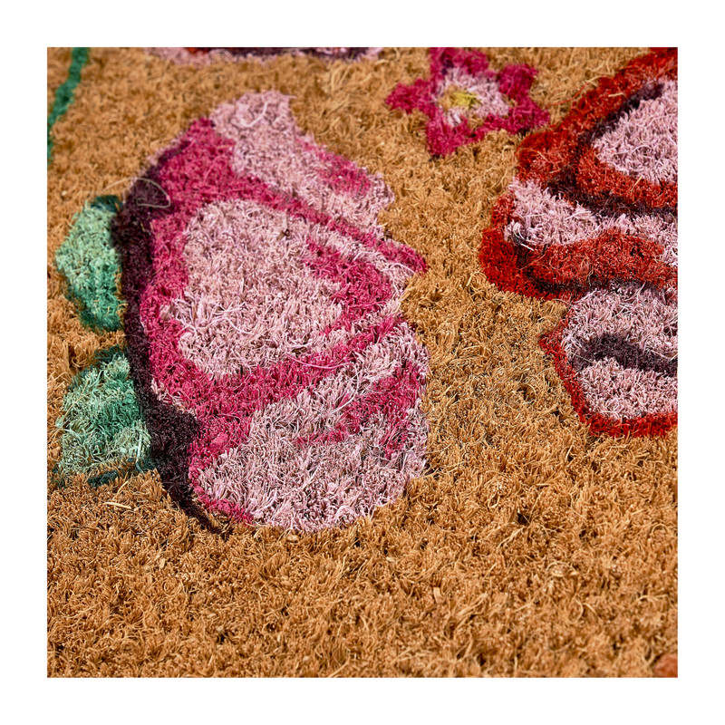 Deurmat bloemetjes hart - 60x40 cm 