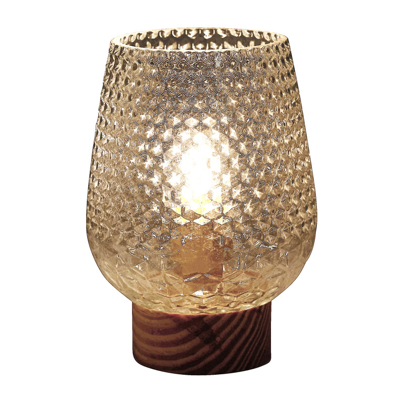 LED tafellamp glas - transparant - 12x17 cm