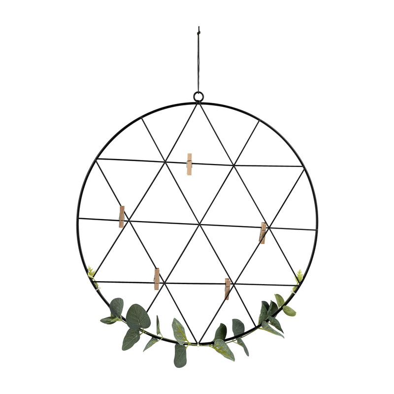 Decoratie rek met blaadjes - zwart - 40x0,3x42 cm